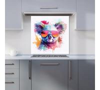 Warren Reed Designer Colourful Splashart Koala In Glasses Kitchen Splashback