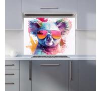 Warren Reed Designer Colourful Splashart Koala In Glasses Kitchen Splashback