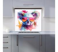 Warren Reed - Designer Colourful Splashart Koala In Glasses Kitchen Splashback | Size: 700mm x 650mm Warren Reed - Designer Multicolor 700mm x 650mm