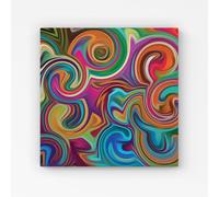 Warren Reed - Designer Colourful Wave Pattern Canvas in Red | Size: w40 inch x h40 inch Warren Reed - Designer Red w40 inch x h40 inch