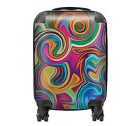 Warren Reed - Designer Colourful Wave Pattern Suitcase in Red | Size: Medium Warren Reed - Designer Red Medium