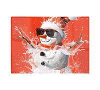 Warren Reed - Designer Cool Snowman In Winter Splash Chopping Board in Red Warren Reed - Designer Red
