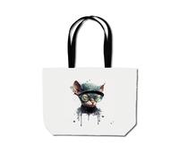 Warren Reed - Designer Cornish Rex Cat Splashart Beach Shopper Tote Bag Warren Reed - Designer Multicolor