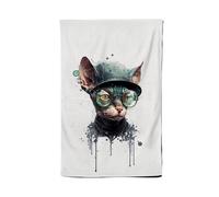 Warren Reed - Designer Cornish Rex Cat Splashart Tea Towel Warren Reed - Designer Multicolor