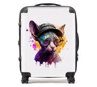 Warren Reed - Designer Cornish Rex With Glasses Splashart Suitcase Large, Multi