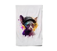 Warren Reed - Designer Cornish Rex With Glasses Splashart Tea Towel Warren Reed - Designer Multicolor