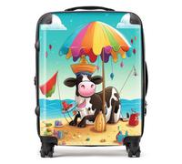 Warren Reed - Designer Cow On A Beach Holiday Suitcase Large, Multi