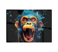 Warren Reed - Designer Crazy Monkey Face Splashart Glass Chopping Board in Blue Warren Reed - Designer Blue
