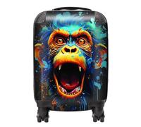 Warren Reed - Designer Crazy Monkey face Splashart Suitcase - Lightweight Hard Case, TSA Lock, 4 Spinner Wheels