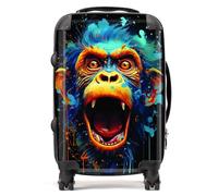 Warren Reed - Designer Crazy Monkey face Splashart Suitcase - Lightweight Hard Case, TSA Lock, 4 Spinner Wheels