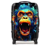 Warren Reed - Designer Crazy Monkey face Splashart Suitcase - Lightweight Hard Case, TSA Lock, 4 Spinner Wheels