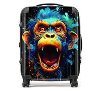 Warren Reed - Designer Crazy Monkey face Splashart Suitcase - Lightweight Hard Case, TSA Lock, 4 Spinner Wheels