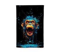 Warren Reed - Designer Crazy Monkey face Splashart Tea Towel in Blue Warren Reed - Designer Blue
