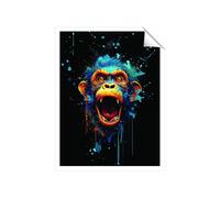 Warren Reed - Designer Crazy Monkey face Splashart Unframed Art Print | Size: W8" x H10" Warren Reed - Designer Multicolor W8" x H10"