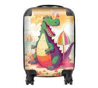 Crocodile On A Beach Holiday Suitcase Warren Reed - Designer Yellow Small