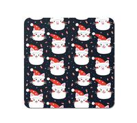 Warren Reed - Designer Cute Cats Wearing Santa Claus Hats Coasters - Set of 4 in Red Warren Reed - Designer Red