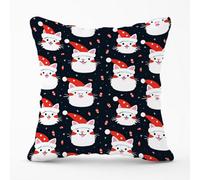 Warren Reed Designer Cute Cats Wearing Santa Claus Hats Cushions 45Cm X 45Cm
