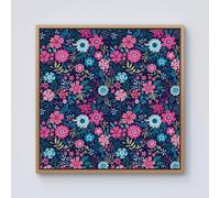 Warren Reed - Designer Cute Colourful Flower Pattern Framed Canvas in Light Brown | Size: w10 inch x h10 inch Warren Reed - Designer Light Brown w10 inch x h10 inch