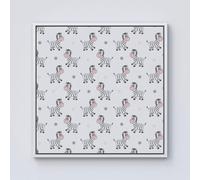 Warren Reed - Designer Cute Hand Drawn Zebra Framed Canvas in Off-White | Size: W16" x H16" Warren Reed - Designer Off-White W16" x H16"
