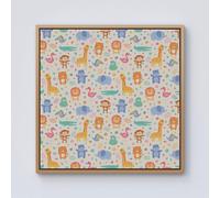 Warren Reed - Designer Cute Pastel Jungle Animals Framed Canvas in Light Brown | Size: W16" x H16" Warren Reed - Designer Light Brown W16" x H16"