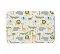 Warren Reed - Designer Cute Safari Animals Sherpa Blanket in Green | Size: Large Warren Reed - Designer Green Large