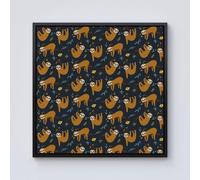 Warren Reed - Designer Cute Sloths Framed Canvas in Black | Size: w40 inch x h40 inch Warren Reed - Designer Black w40 inch x h40 inch
