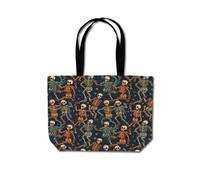 Warren Reed - Designer Dancing Skeletons Beach Shopper Tote Bag in Orange Warren Reed - Designer Orange