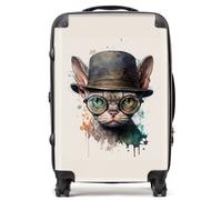 Warren Reed - Designer Devon Rex Cat With Glasses Splashart Suitcase Medium, Multi