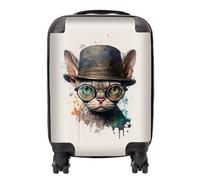 Warren Reed - Designer Devon Rex Cat With Glasses Splashart Suitcase Small, Multi