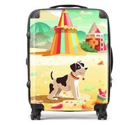 Doggy On A Beach Holiday Suitcase Warren Reed - Designer Yellow Large