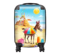 Warren Reed - Designer Donkey On A Beach Holiday Suitcase Mini Cabin, Multi