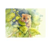 Warren Reed - Designer Dormouse Watercolour Glass Chopping Board in Brown Warren Reed - Designer Brown