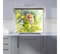 Warren Reed - Designer Premium Dormouse Watercolour Kitchen Splashback 6mm Toughened Glass Kitchen Splashback - Heat Resistant Splashback for Kitchens, Perfect for Cookers and Hobs, Polished Edges