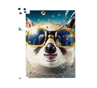 Warren Reed - Designer Dormouse With Glasses Splashart Jigsaw Puzzle in Brown | Size: 500 Piece Warren Reed - Designer Brown 500 Piece