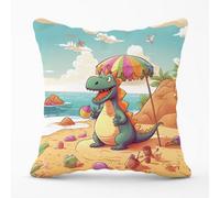 Warren Reed Designer Dragon On A Beach Holiday Cushions 60Cm X 60Cm