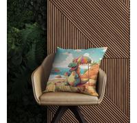 Warren Reed Designer Dragon On A Beach Holiday Outdoor Cushion 60Cm X 60Cm