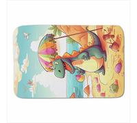 Warren Reed - Designer Dragon On A Beach Holiday Sherpa Blanket in Yellow | Size: Large Warren Reed - Designer Yellow Large