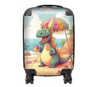 Warren Reed - Designer Dragon On A Beach Holiday Suitcase in Yellow | Size: Mini Cabin Warren Reed - Designer Yellow Mini Cabin
