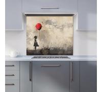 Warren Reed - Designer Dreamy Banksy Inspired Girl With Red Balloon Kitchen Splashback W600Mm X H650Mm, Multi