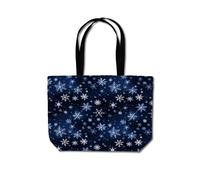 Warren Reed - Designer Dreamy & Magical Snowflake Beach Shopper Tote Bag in Blue Warren Reed - Designer Blue