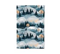 Warren Reed - Designer Dreamy Snowy Christmas Scene Tea Towel in White Warren Reed - Designer White