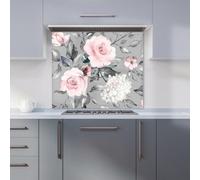 Warren Reed - Designer Dusty Pink Roses Kitchen Splashback W600mm x H650mm
