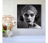 Warren Reed - Designer Edwardian Ballerina Portrait Canvas in Black | Size: W16" x H16" Warren Reed - Designer Black W16" x H16"