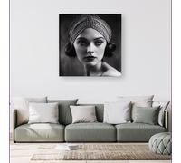 Warren Reed - Designer Edwardian Ballerina Portrait Canvas in Black | Size: w40 inch x h40 inch Warren Reed - Designer Black w40 inch x h40 inch