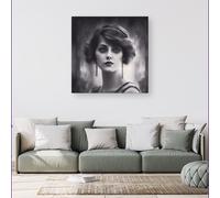 Warren Reed - Designer Edwardian Showgirl Canvas in Black | Size: w40 inch x h40 inch Warren Reed - Designer Black w40 inch x h40 inch