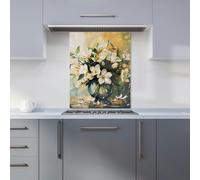 Warren Reed - Designer Elegant Jasmine Bloom Splash Kitchen Splashback in Purple | Size: 600mm x 750mm Warren Reed - Designer Purple 600mm x 750mm