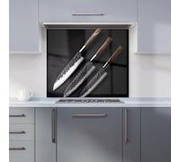 Elegant Trio of Chef's Blades Kitchen Splashback Warren Reed - Designer Red 700mm x 750mm