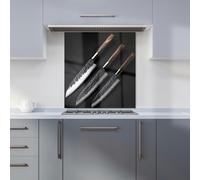 Elegant Trio of Chef's Blades Kitchen Splashback Warren Reed - Designer Red 700mm x 650mm