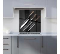 Elegant Trio of Chef's Blades Kitchen Splashback Warren Reed - Designer Red 700mm x 750mm