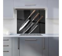Elegant Trio of Chef's Blades Kitchen Splashback Warren Reed - Designer Red 900mm x 750mm